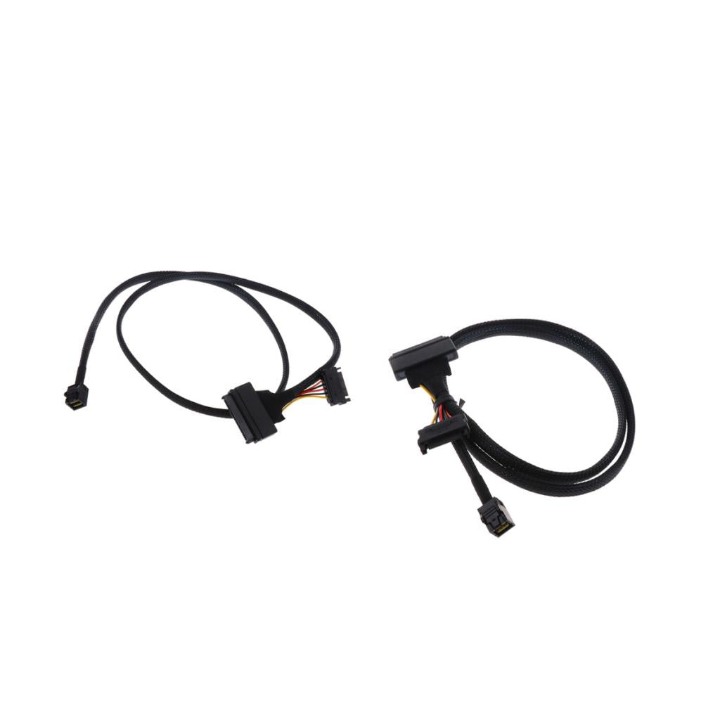 2Pcs 12G Mini SAS HD SFF-8643 to U.2 SFF-8639 Cable Cord with SATA power 1M