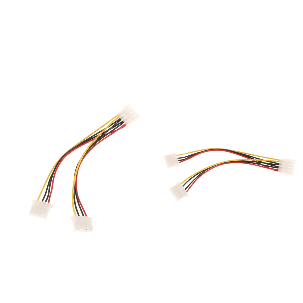 2Pcs Computer 4 Pin Power Supply Splitter Adapter Cable 2 Female to 1 Male