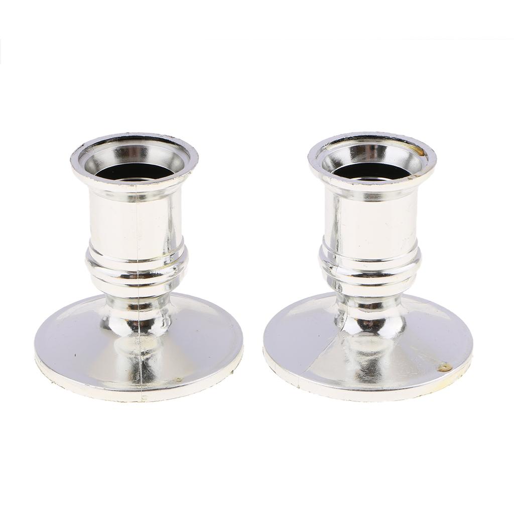 20pcs Plastic Pillar Candle Base Electronic Taper Candle Stand Base Silver
