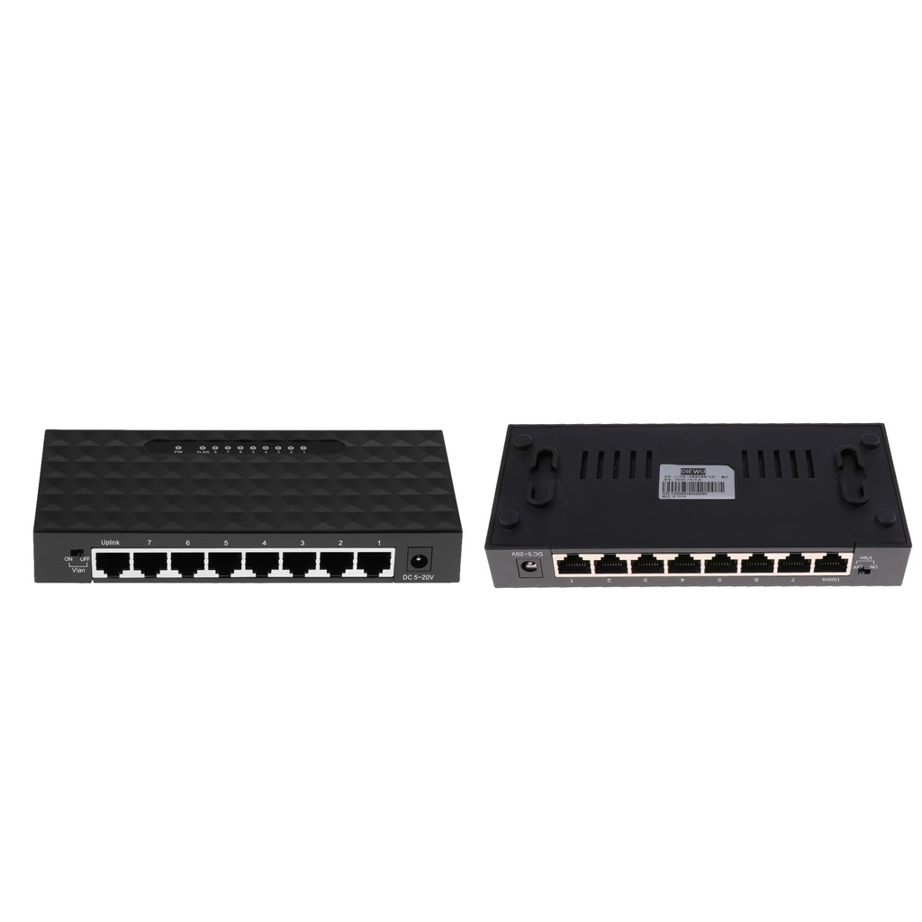 2pcs 8 Port Desktop Network Switch Fast Ethernet VLAN Switches Adapter