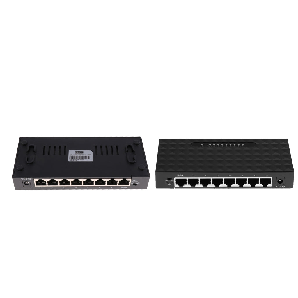 2pcs 8 Port Desktop Network Switch Fast Ethernet VLAN Switches Adapter