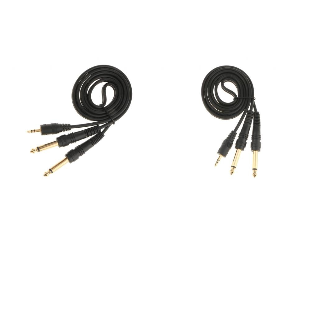 2Pcs 3.5mm to Double 6.5mm Adapter Male to Male Audio Cable Cord Wire 1meter