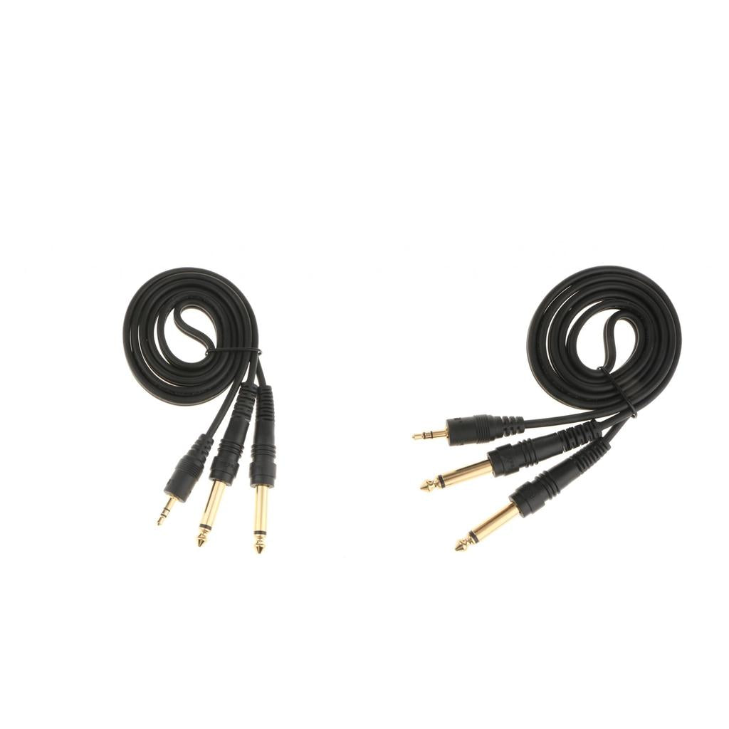 2Pcs 3.5mm to Double 6.5mm Adapter Male to Male Audio Cable Cord Wire 1meter