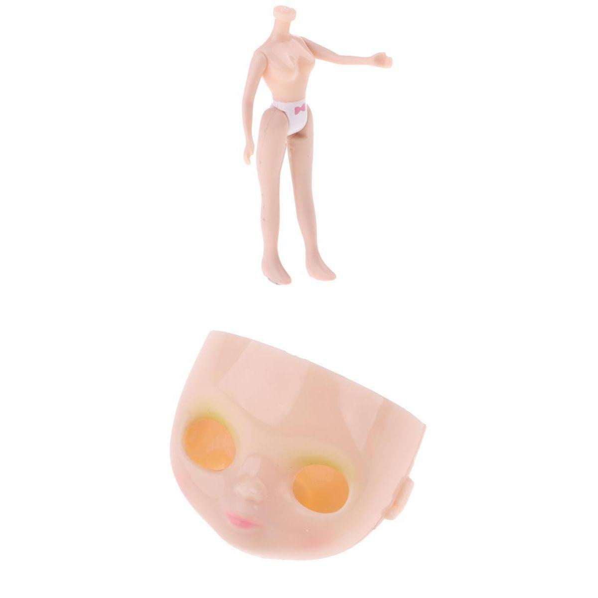 7.5cm Mini Nude Doll Body Face Shell Set for Petite Blythe Doll Custom DIY