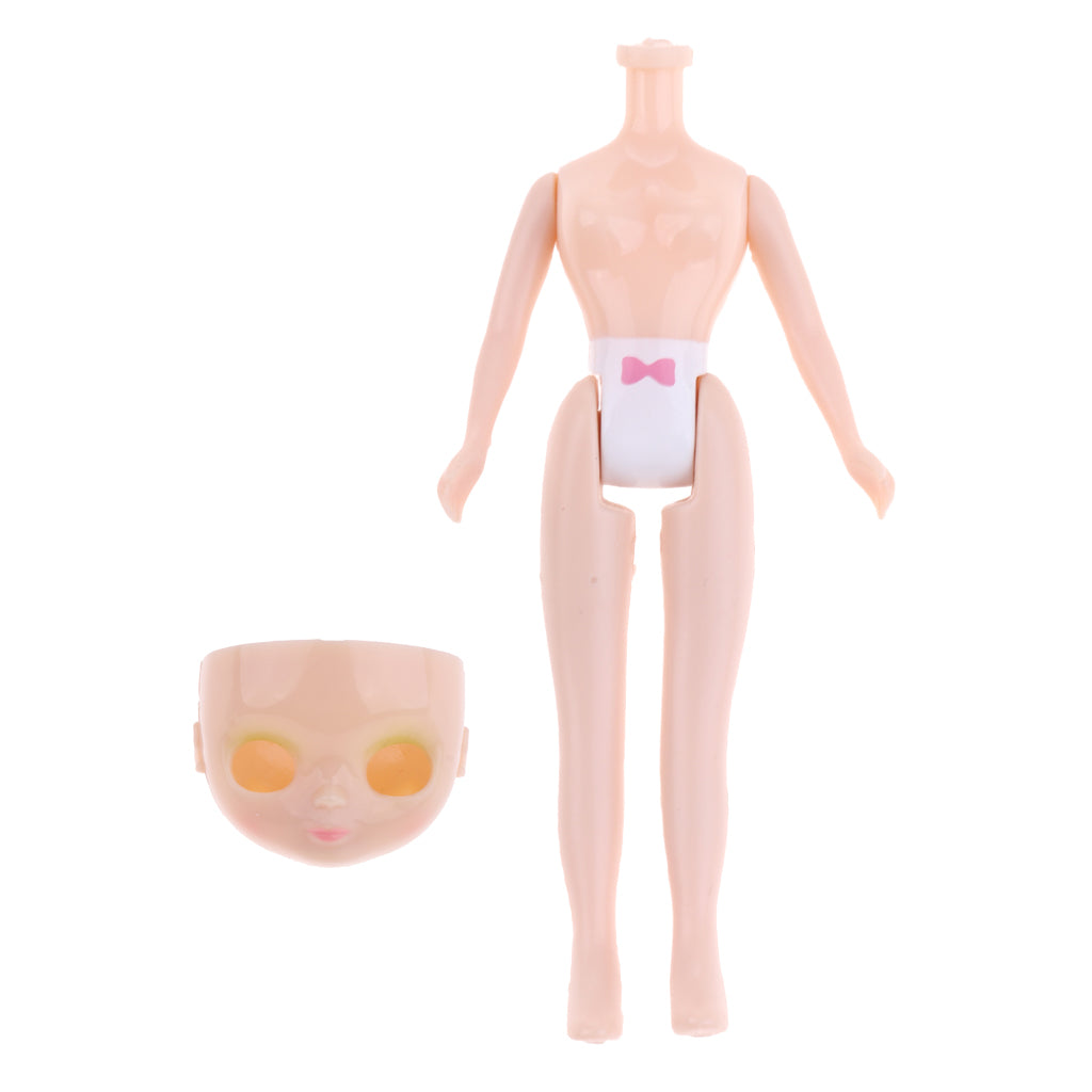 7.5cm Mini Nude Doll Body Face Shell Set for Petite Blythe Doll Custom DIY