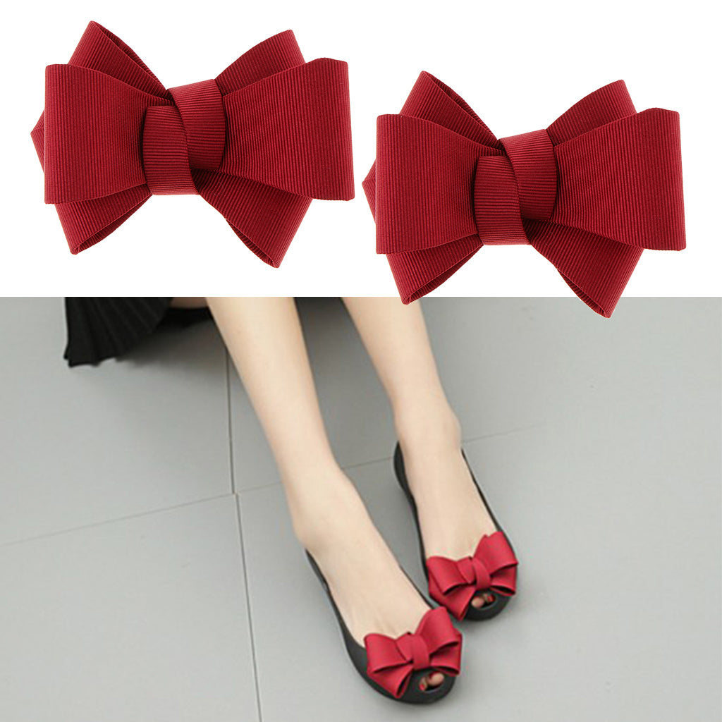 2/set Ribbon Bow Butterfly High Heel Shoe Charm Charms Decoration Red