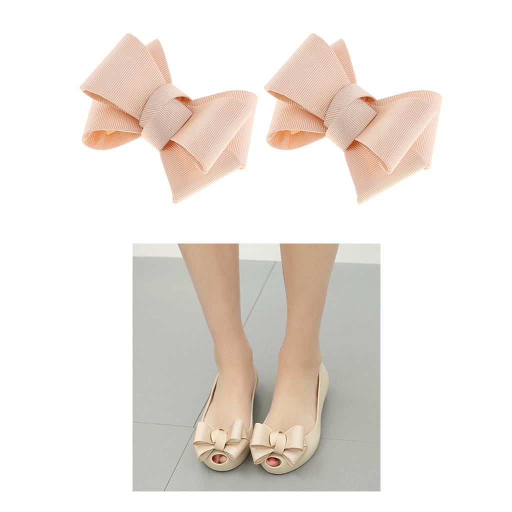 2/set Ribbon Bow Butterfly High Heel Shoe Charm Charms Decoration Apricot