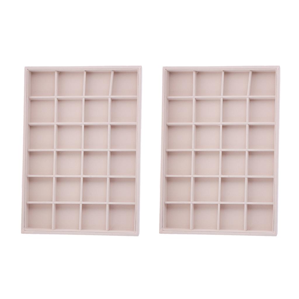 2 Pieces Ring Earrings Necklace Jewelry Display Organizer Tray Showcase Pad