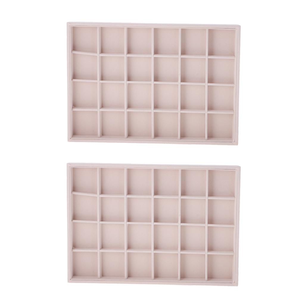 2 Pieces Ring Earrings Necklace Jewelry Display Organizer Tray Showcase Pad