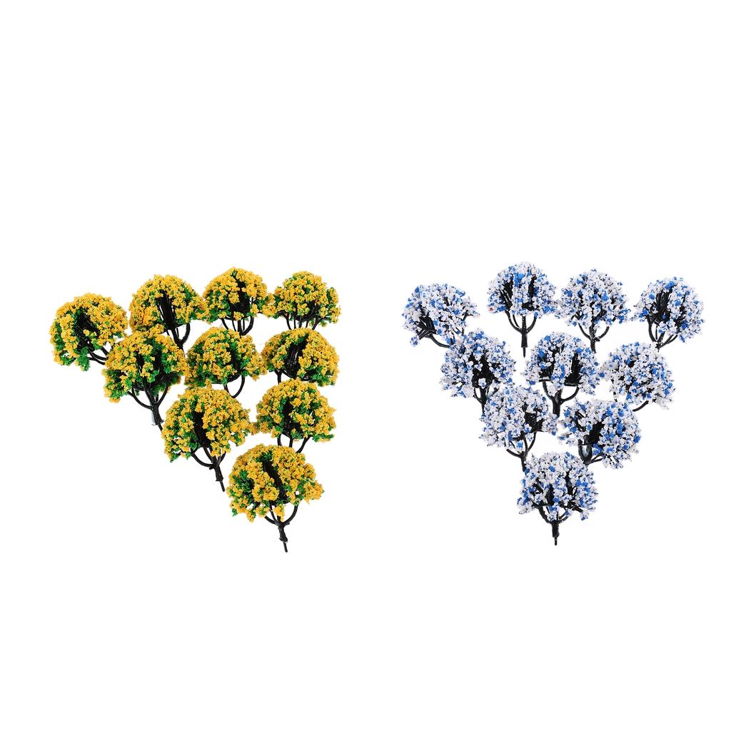 1/150 N Scale Railroad Scenery Landscape Model Tree with Flowers, Pack of 20