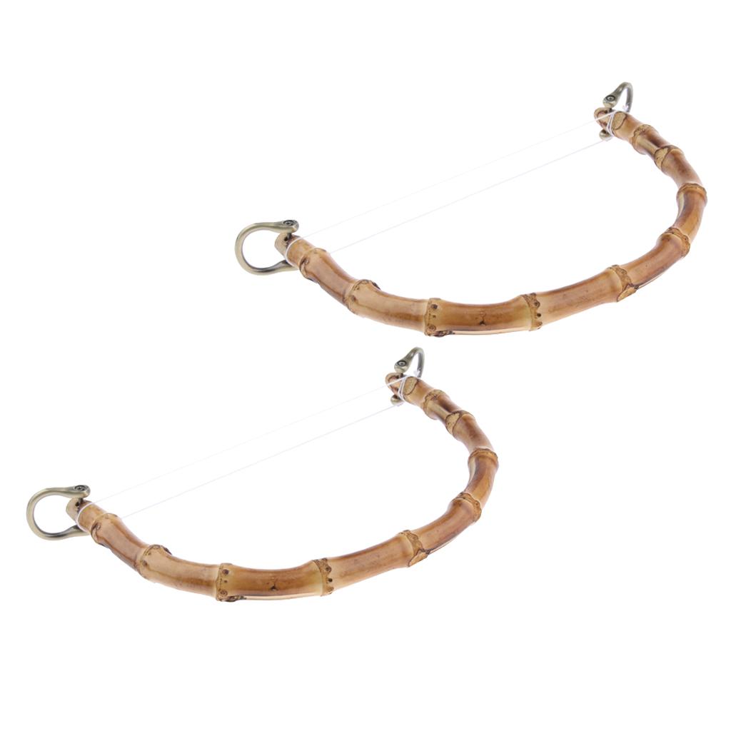 2x DIY Real Bamboo Wooden Purse Bag Handle Handbag Replacement Bronze Buckle