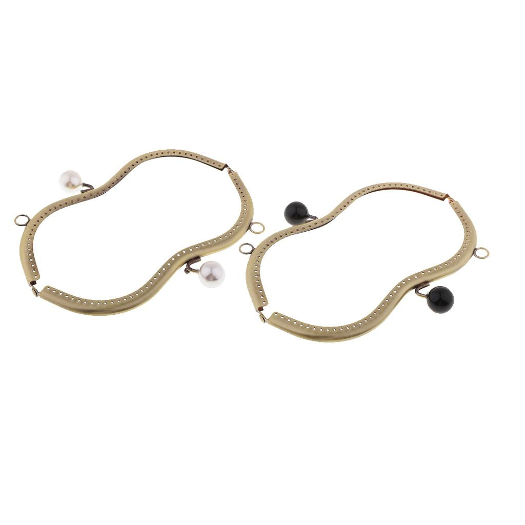 2Pcs Retro Metal Purse Clutch Handle DIY Bag Craft Frame Kiss Clasp Lock