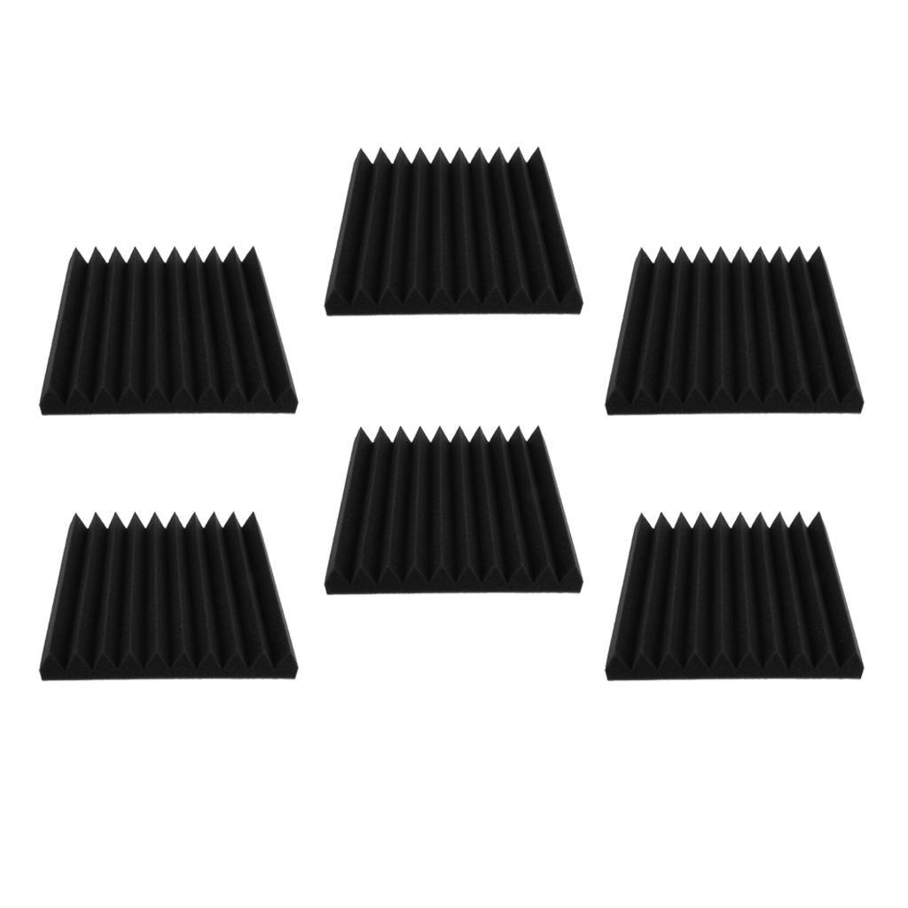 6 Pieces Studio Acoustic Foam Panels Nosie Dampening Foam Black