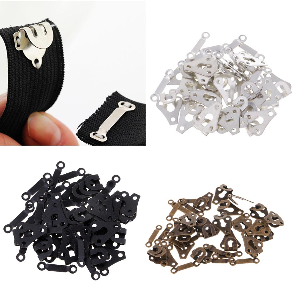 60 Sets Copper Hook and Eye Closures Fastener for Trouser Jeans Dress Sewing