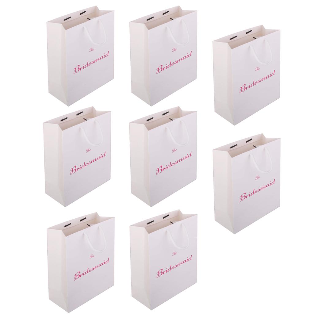 8pcs Large The Bridesmaid Wedding Party Paper Gift Favour Bag Handle White