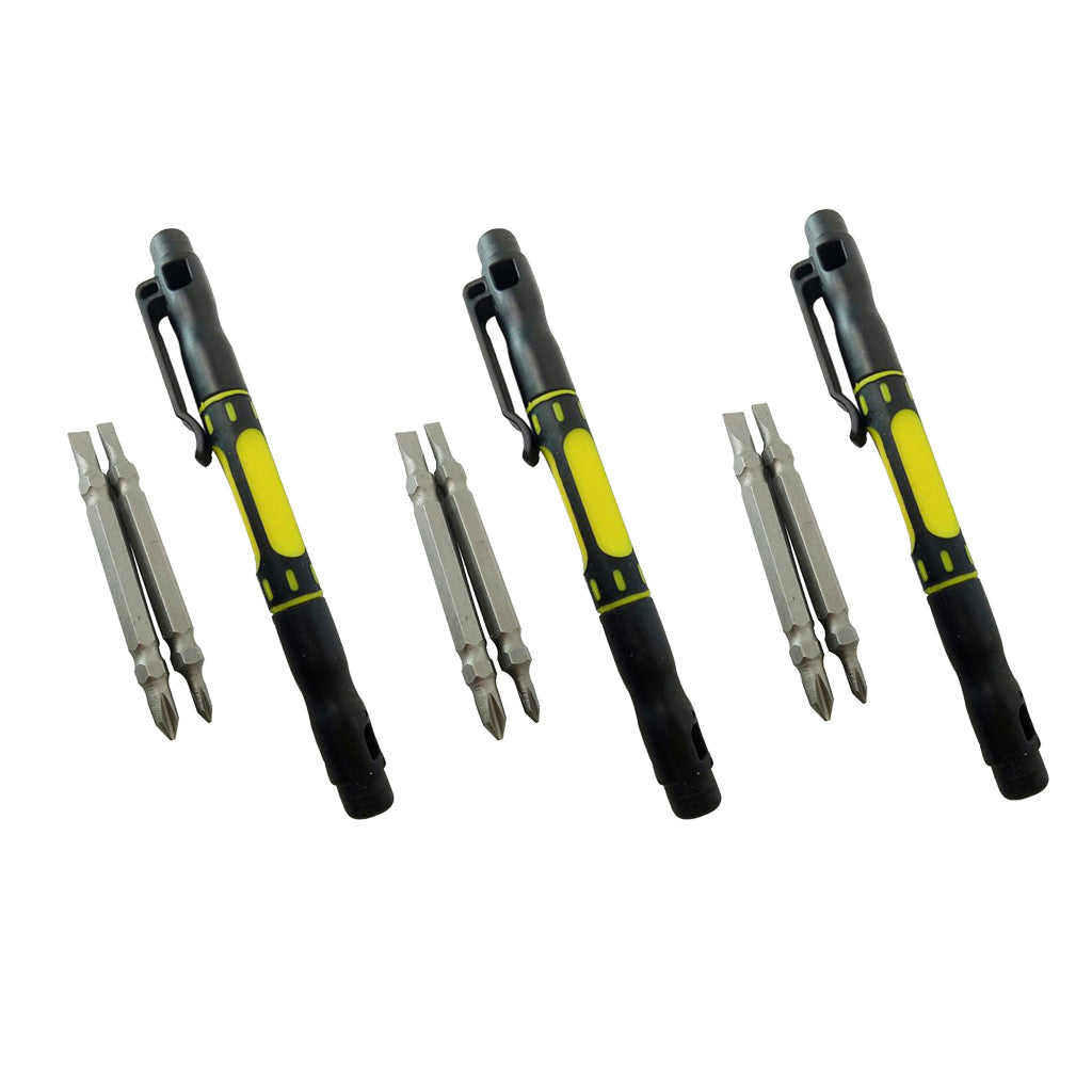 3pcs Steel 4 in 1 Bi-Material Pocket Screwdriver Set Handy Repair Tools Kit