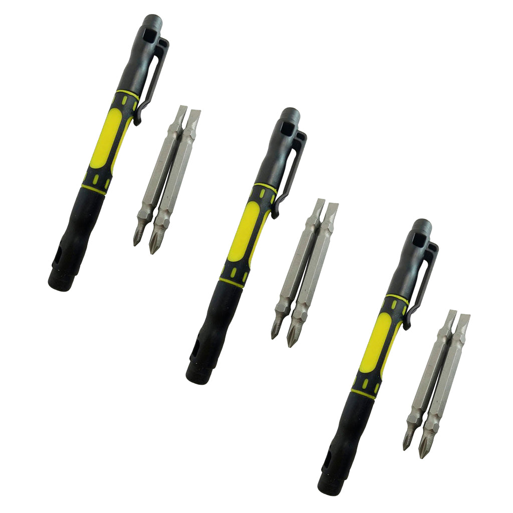 3pcs Steel 4 in 1 Bi-Material Pocket Screwdriver Set Handy Repair Tools Kit