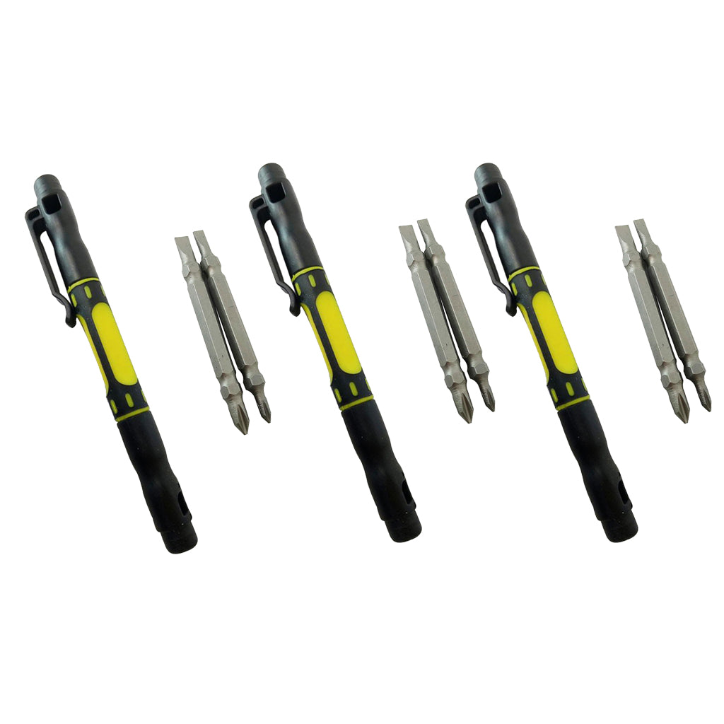 3pcs Steel 4 in 1 Bi-Material Pocket Screwdriver Set Handy Repair Tools Kit