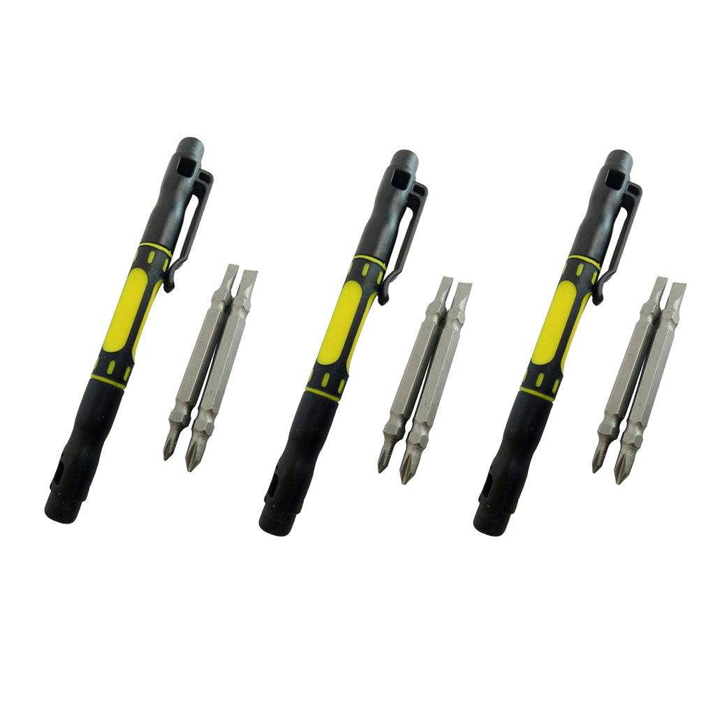 3pcs Steel 4 in 1 Bi-Material Pocket Screwdriver Set Handy Repair Tools Kit