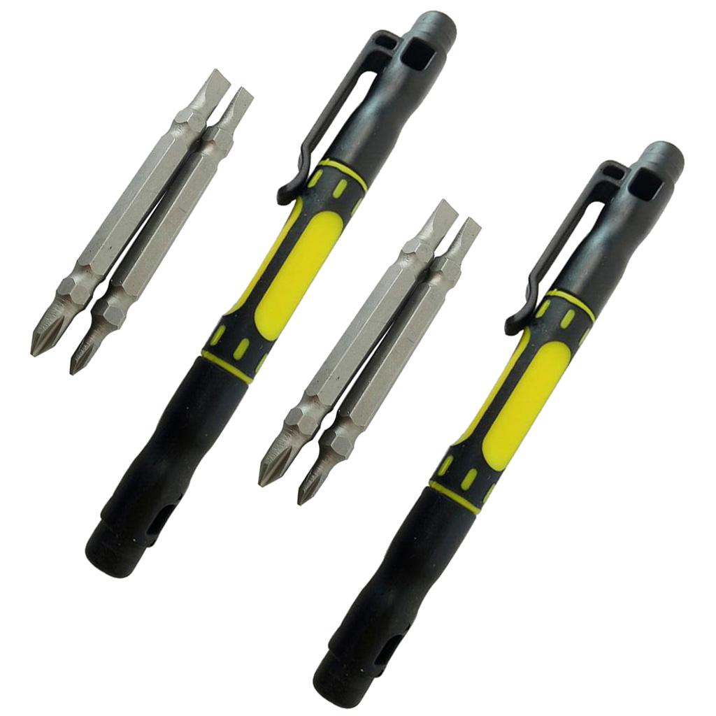 2pcs Steel 4 in 1 Bi-Material Pocket Screwdriver Set Handy Repair Tools Kit