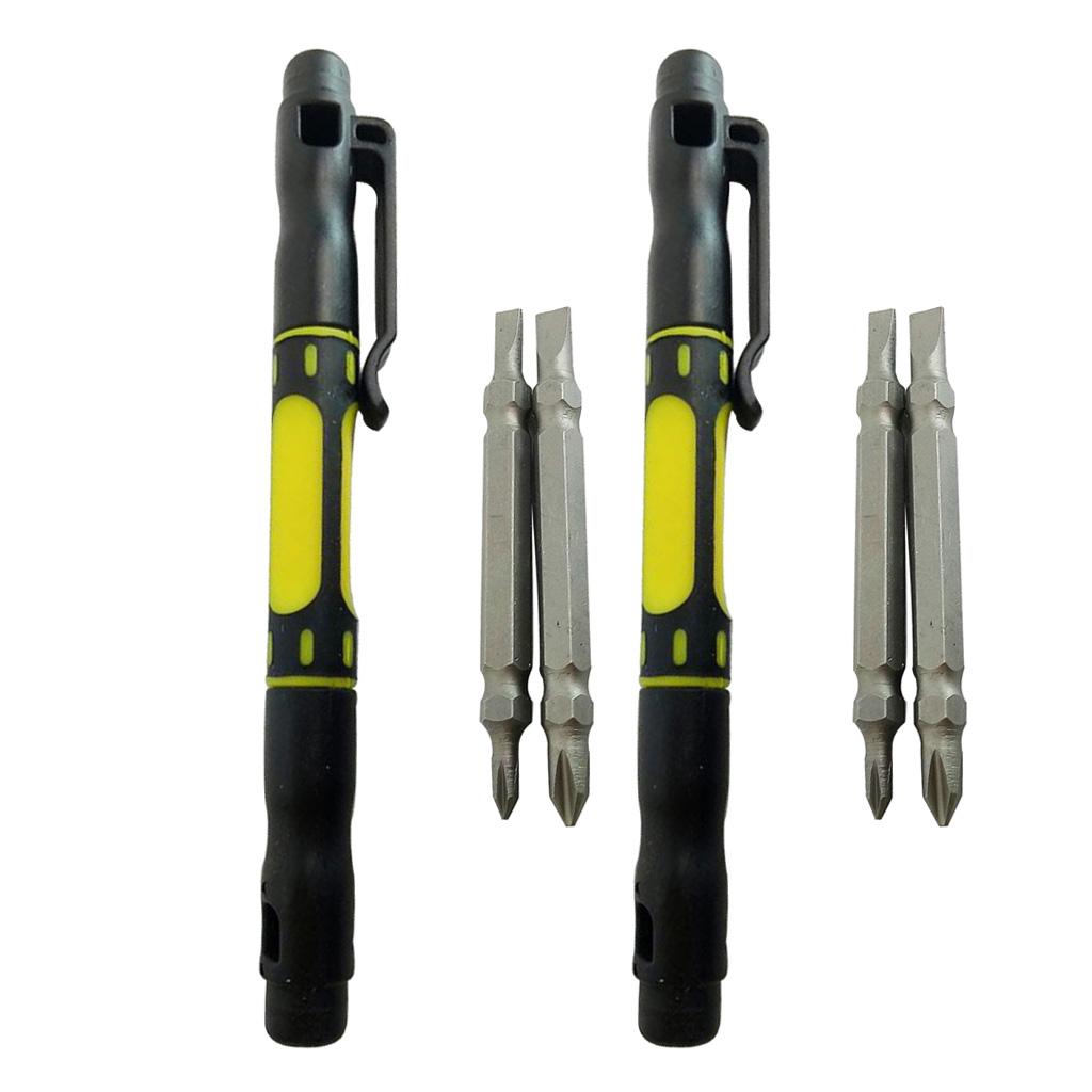 2pcs Steel 4 in 1 Bi-Material Pocket Screwdriver Set Handy Repair Tools Kit