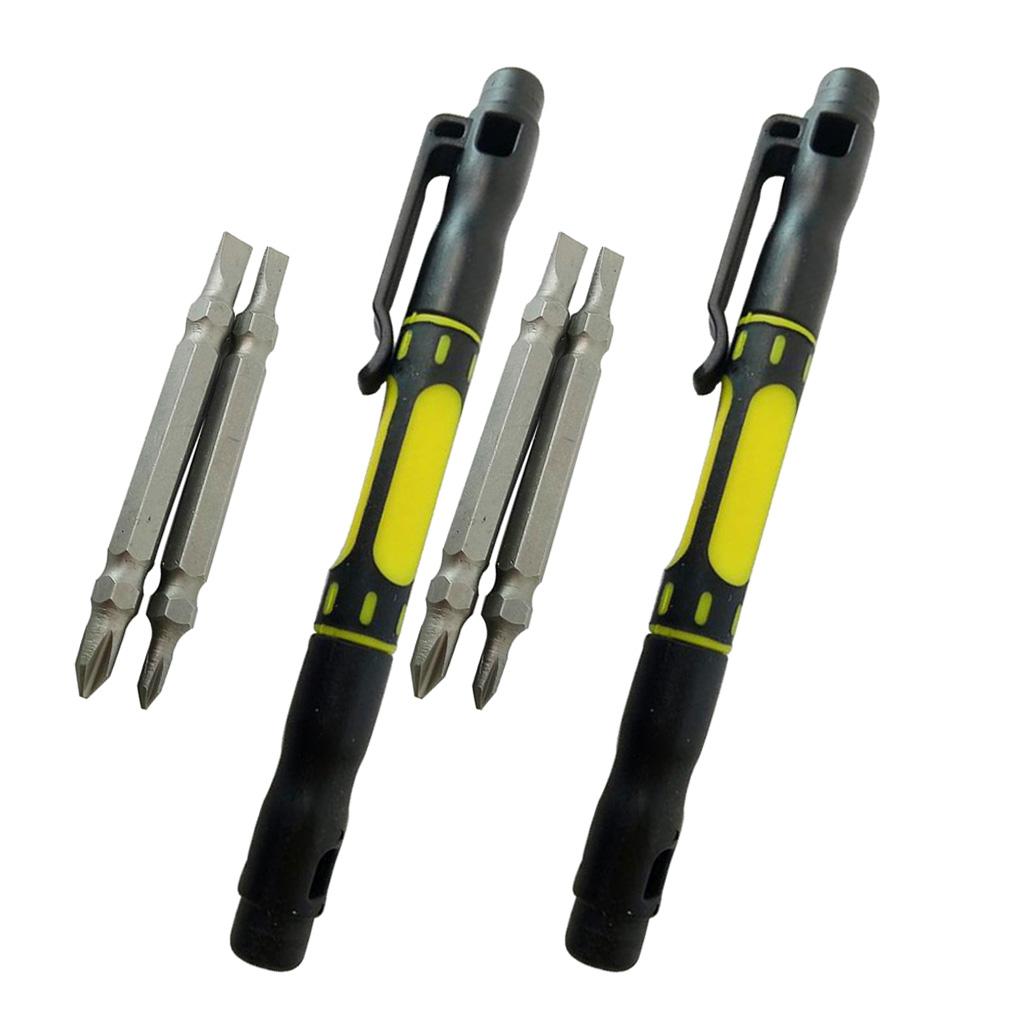 2pcs Steel 4 in 1 Bi-Material Pocket Screwdriver Set Handy Repair Tools Kit