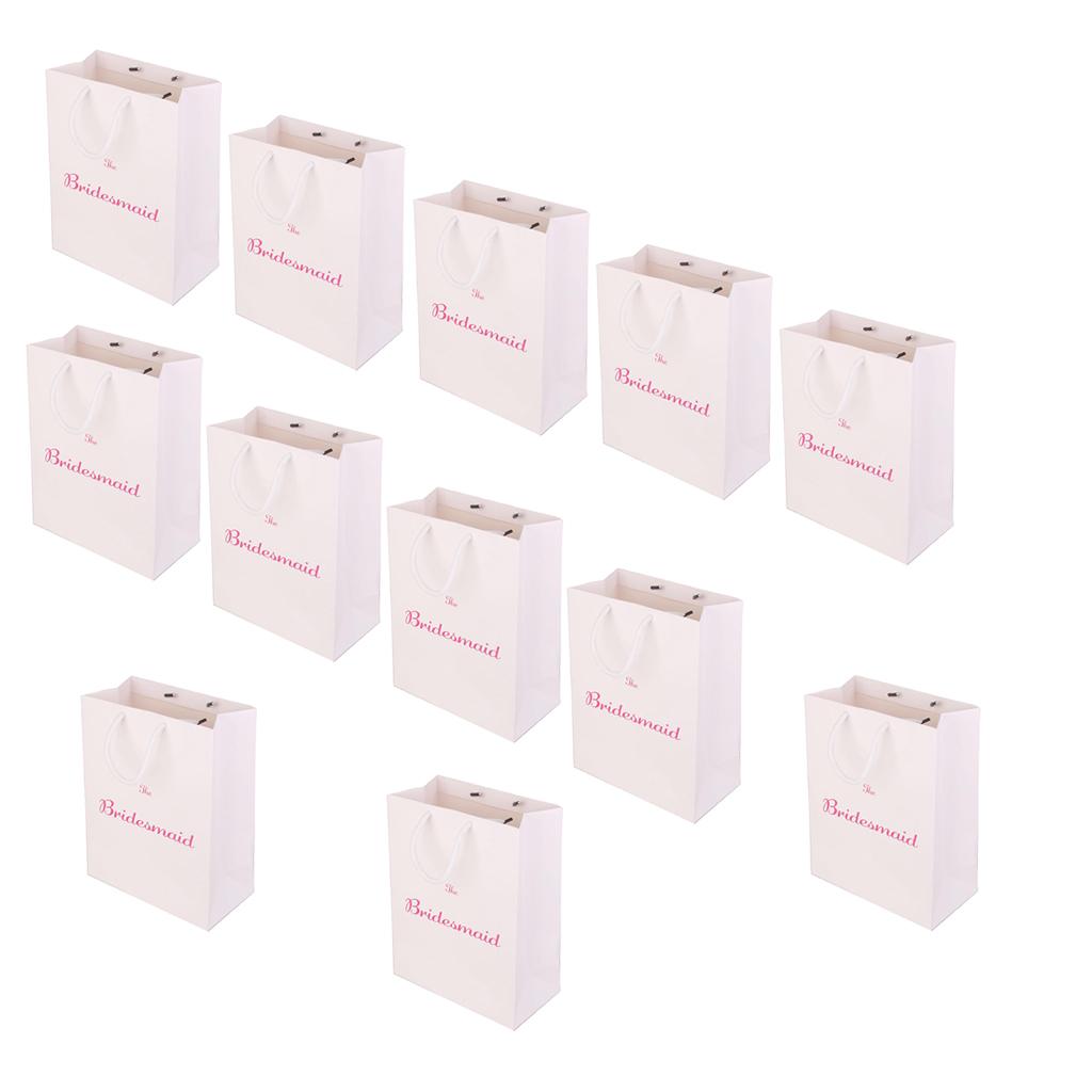 12pcs Large The Bridesmaid Wedding Party Paper Gift Favour Bag Handle White