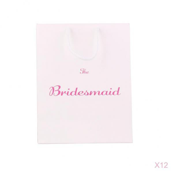 12pcs Large The Bridesmaid Wedding Party Paper Gift Favour Bag Handle White