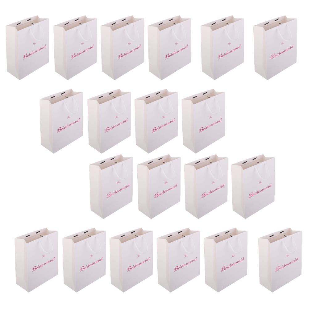 20pcs Large The Bridesmaid Wedding Party Paper Gift Favour Bag Handle White