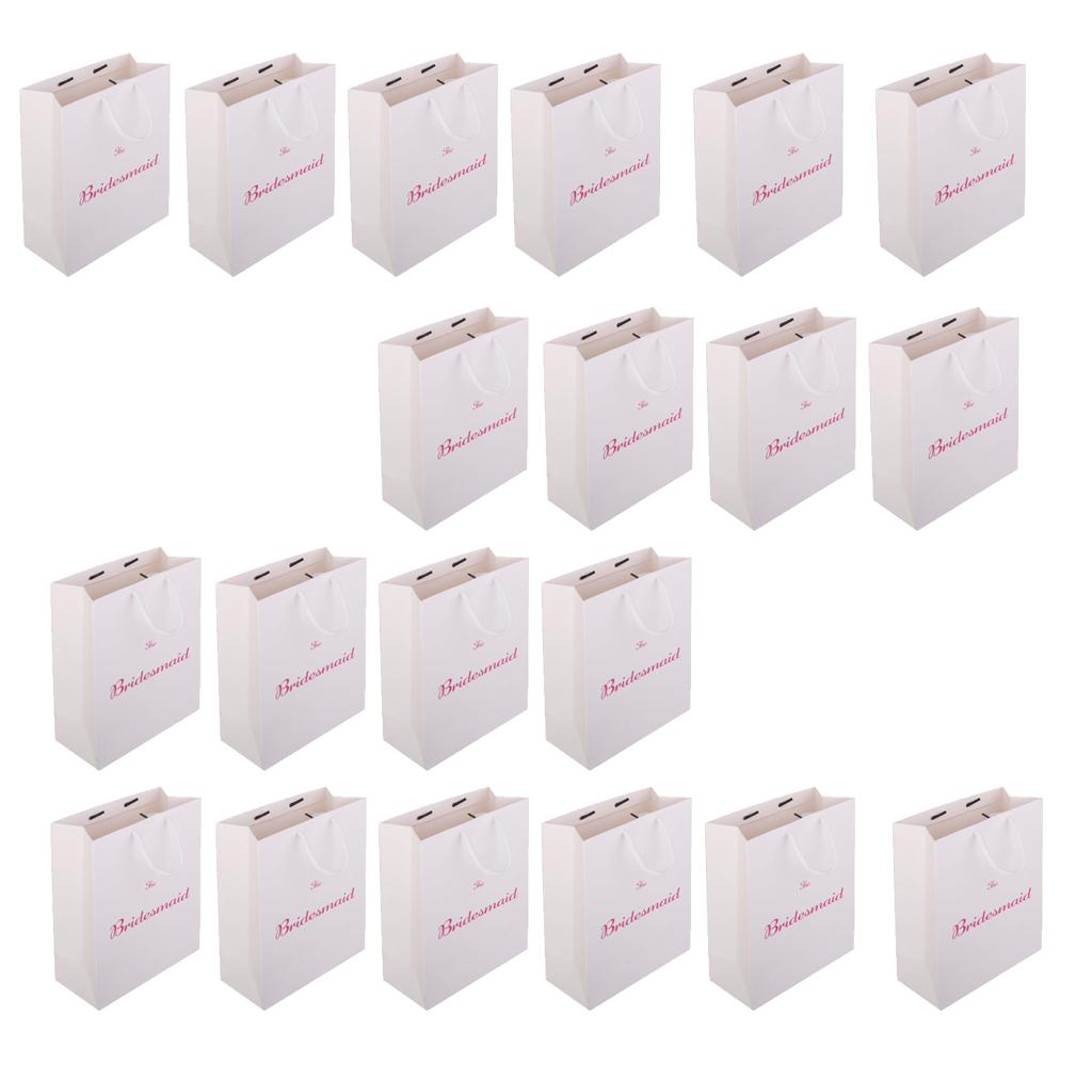 20pcs Large The Bridesmaid Wedding Party Paper Gift Favour Bag Handle White