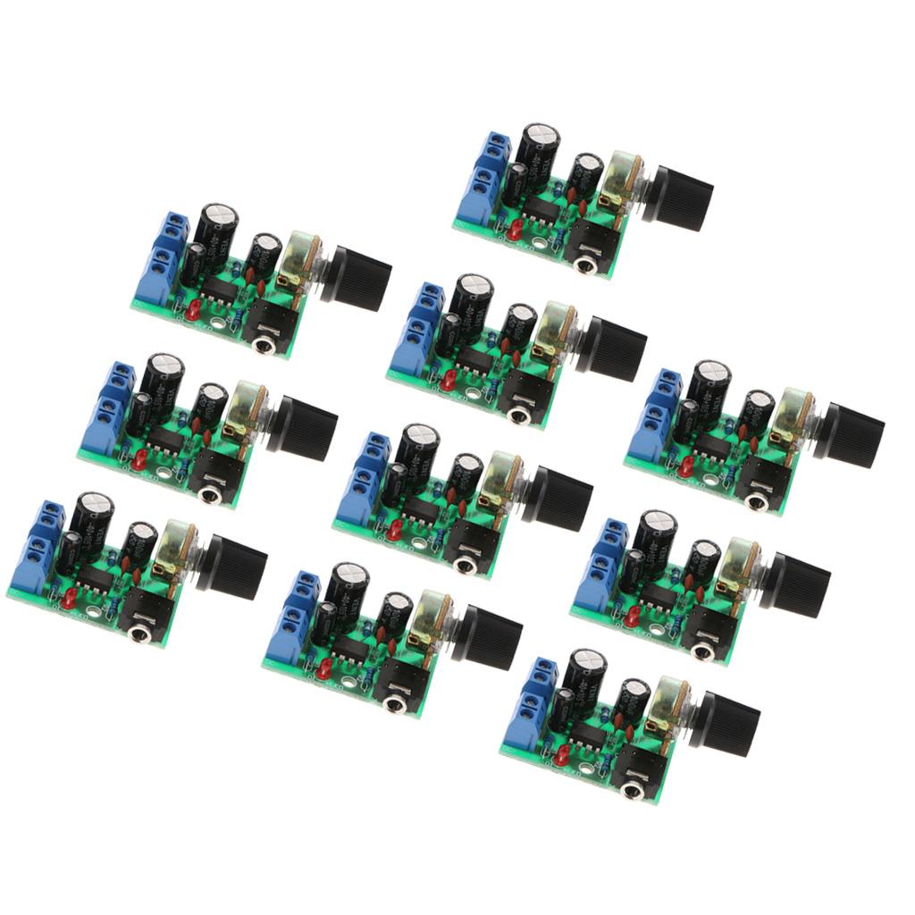 10PCS LM386 Audio Amplifier Board 0.5-10W DC3-12V Stereo AMP Single-Channel