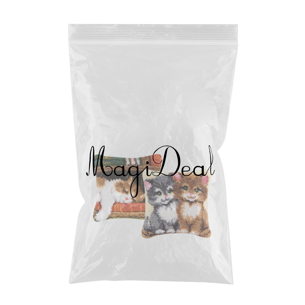 2 Set Cats Latch Hook Kits for DIY Pillow Cover Sofa Cushion Cover 43x43cm