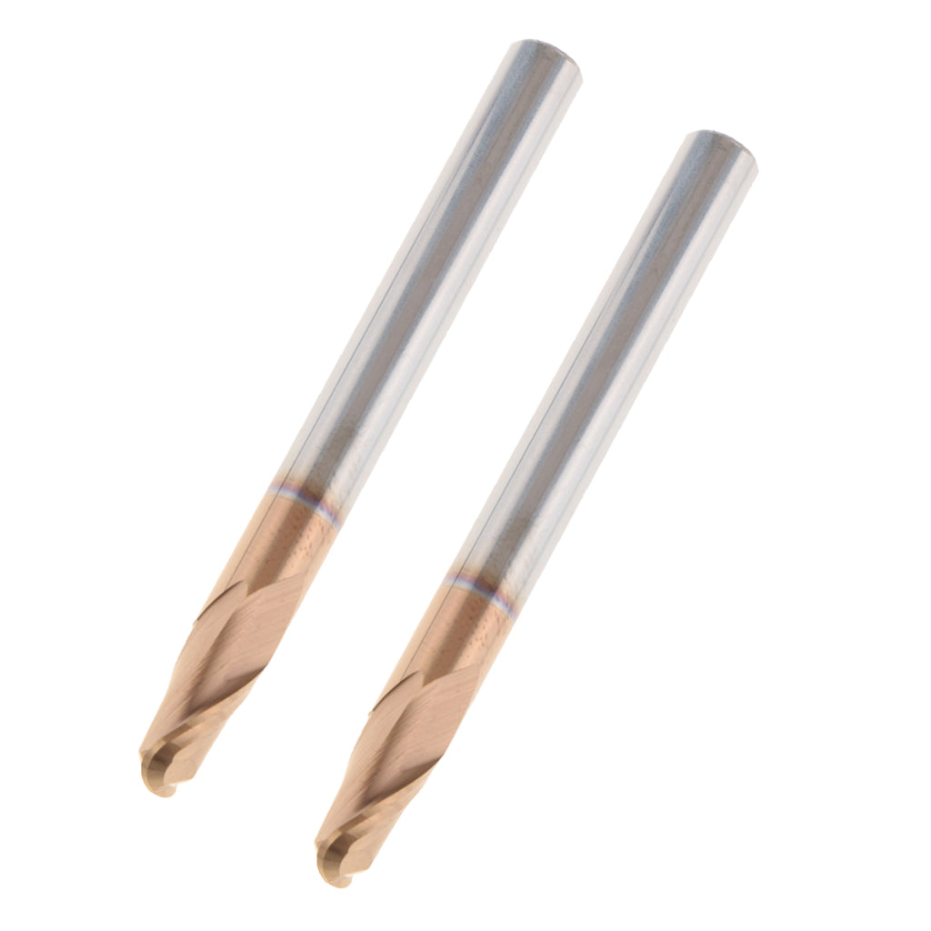 2x HRC55 Tungsten Carbide Coated Ball Nose End Mill CNC Tool Radius 2.5mm