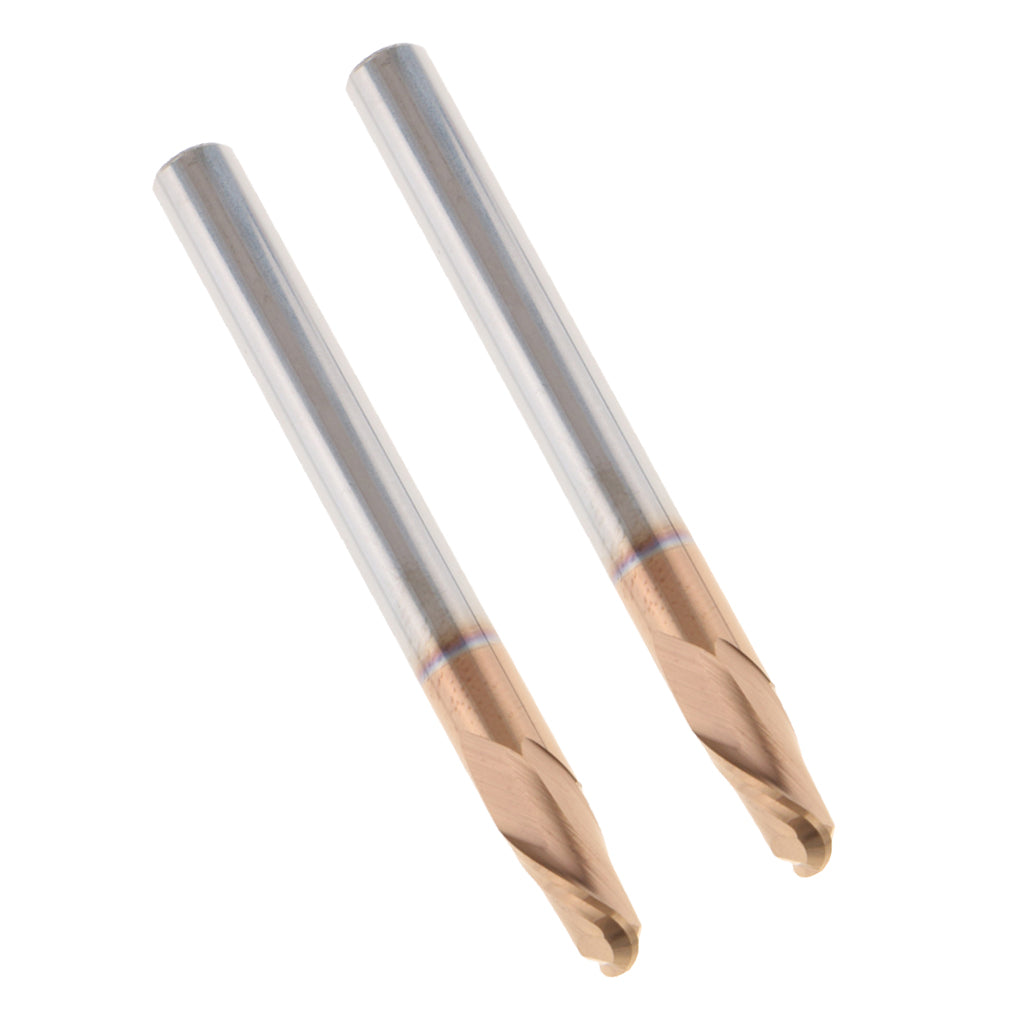 2x HRC55 Tungsten Carbide Coated Ball Nose End Mill CNC Tool Radius 2.5mm
