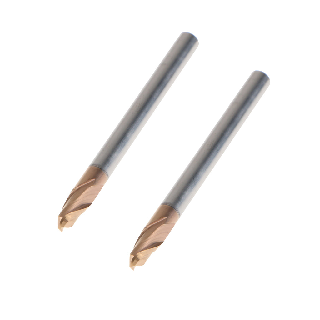2x HRC55 Tungsten Carbide Coated Ball Nose End Mill CNC Tool Radius 2mm