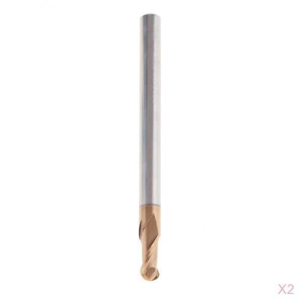 2x HRC55 Tungsten Carbide Coated Ball Nose End Mill CNC Tool Radius 2mm