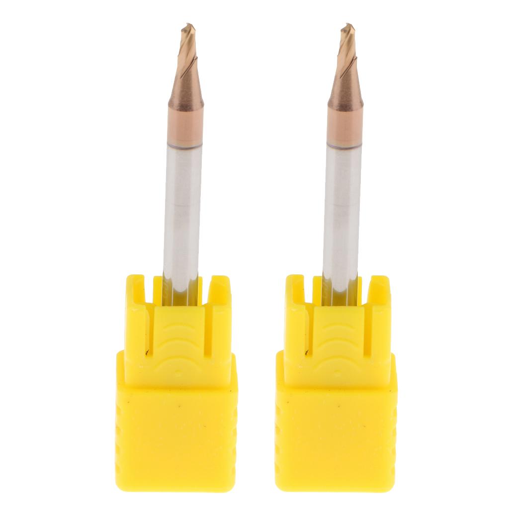 2x HRC55 Tungsten Carbide Coated Ball Nose End Mill CNC Tool Radius 1mm