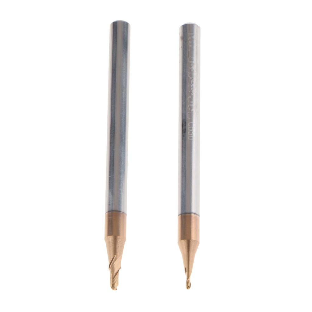 2x HRC55 Tungsten Carbide Coated Ball Nose End Mill CNC Tool, R1x4 + R0.5x4
