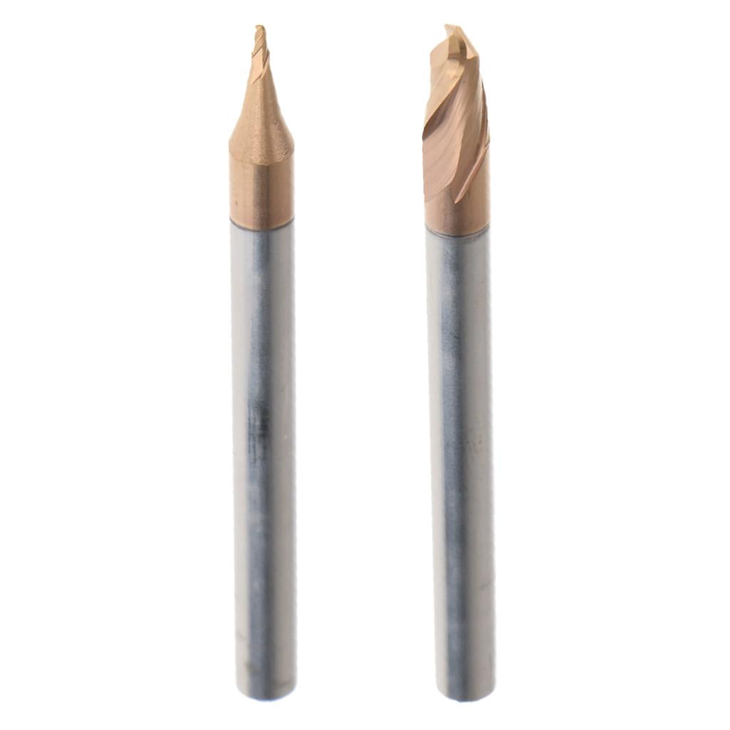 2x HRC55 Tungsten Carbide Coated Ball Nose End Mill CNC Tool, R2x4 + R0.5x4