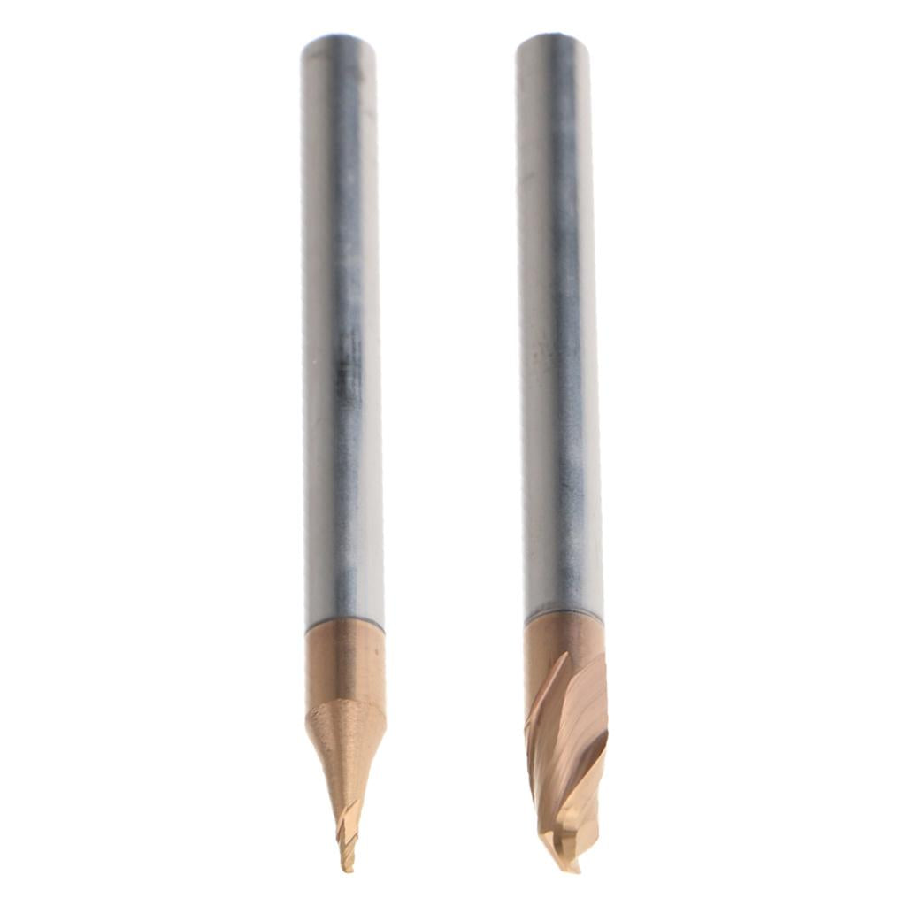 2x HRC55 Tungsten Carbide Coated Ball Nose End Mill CNC Tool, R2x4 + R0.5x4