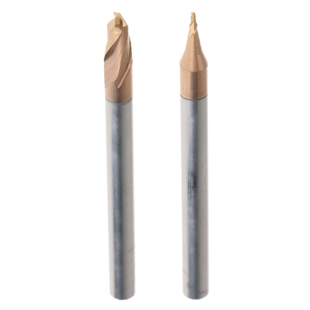 2x HRC55 Tungsten Carbide Coated Ball Nose End Mill CNC Tool, R2x4 + R0.5x4
