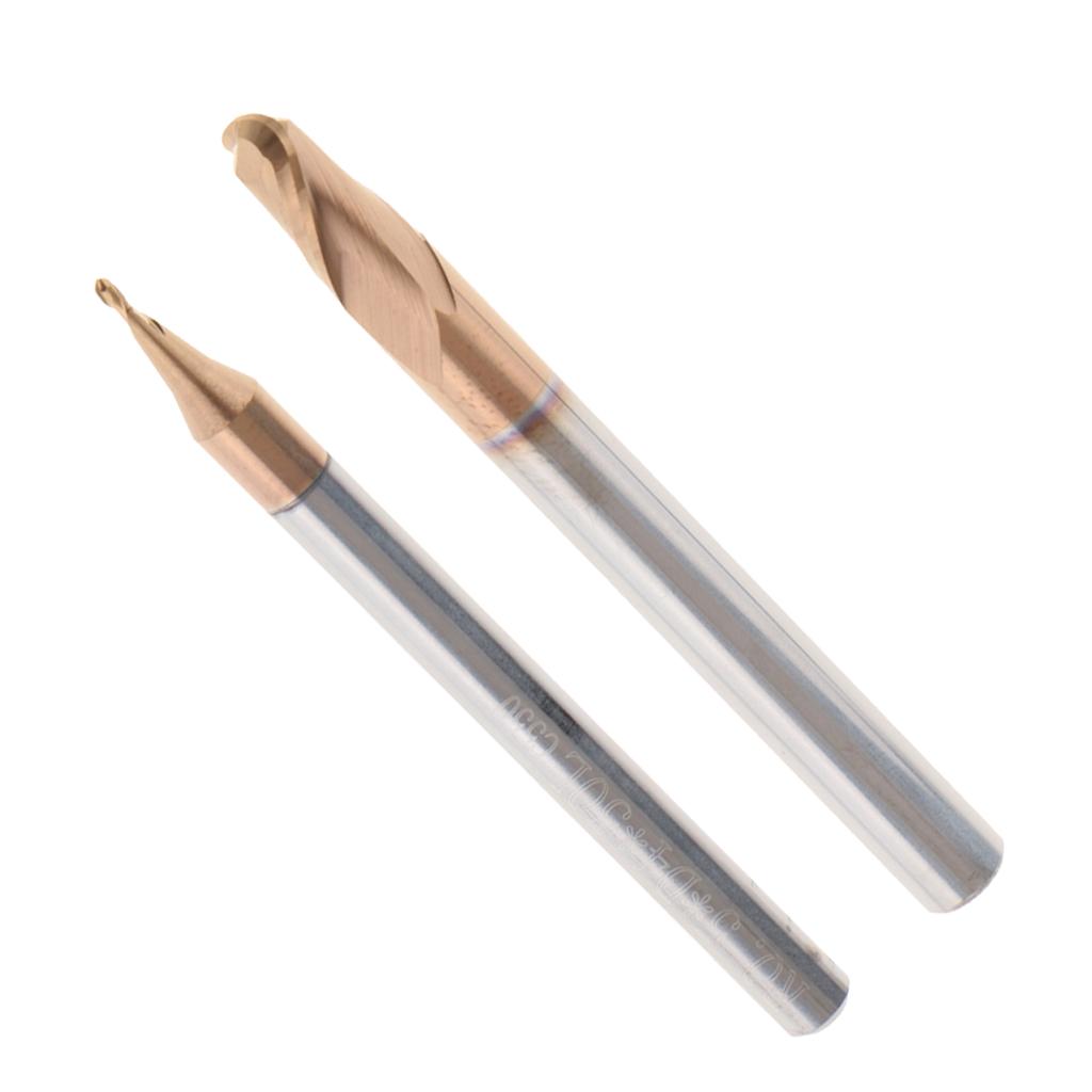 2x HRC55 Tungsten Carbide Coated Ball Nose End Mill CNC Tool R2.5x5 + R0.5x4