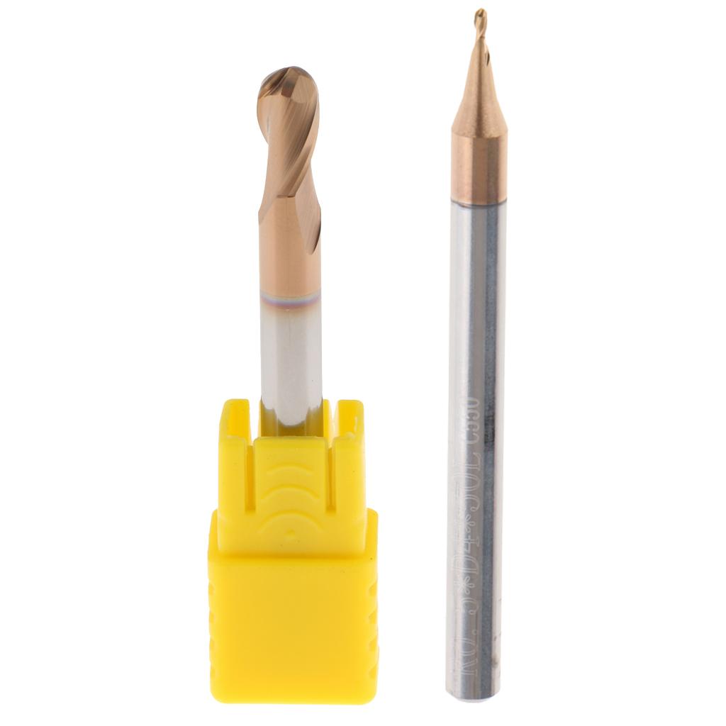 2x HRC55 Tungsten Carbide Coated Ball Nose End Mill CNC Tool R2.5x5 + R0.5x4