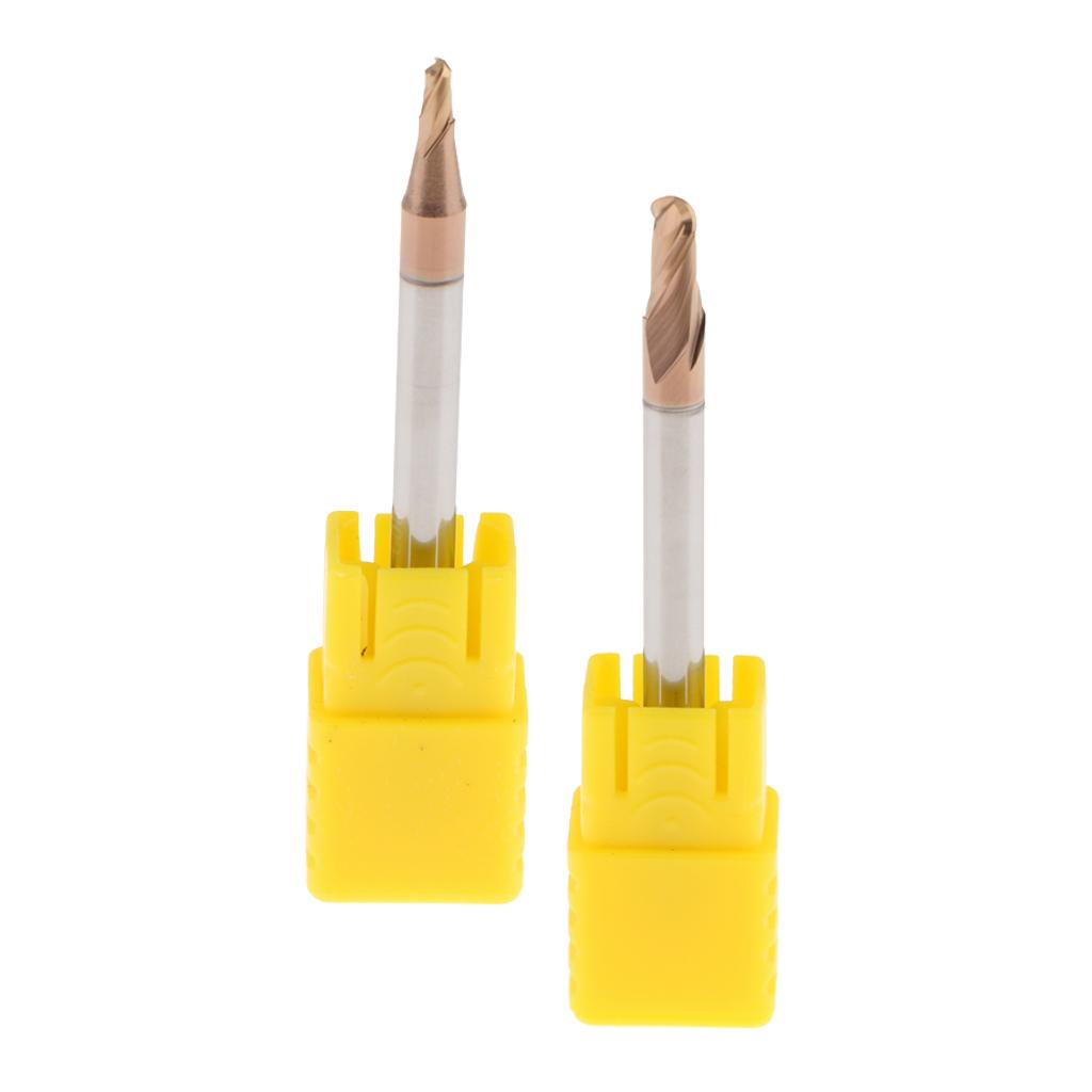 2x HRC55 Tungsten Carbide Coated Ball Nose End Mill CNC Tool, R1*4 + R2*4