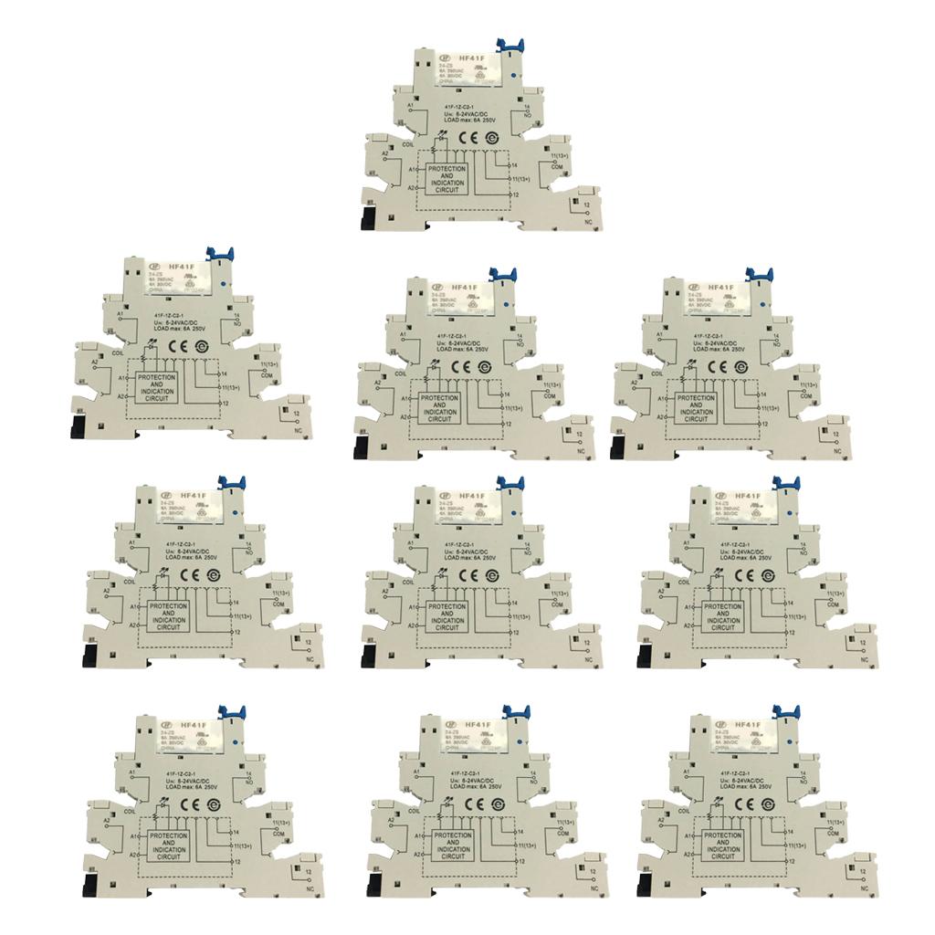 10PCS Hongfa HF41F PCB Relay 5 PIN Relay Socket 6-24V AC/DC 6A 41F-1Z-C2-1