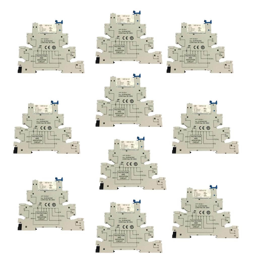 10PCS Hongfa HF41F PCB Relay 5 PIN Relay Socket 6-24V AC/DC 6A 41F-1Z-C2-1