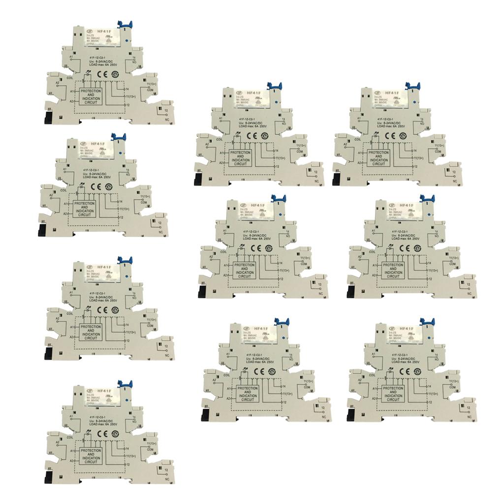 10PCS Hongfa HF41F PCB Relay 5 PIN Relay Socket 6-24V AC/DC 6A 41F-1Z-C2-1