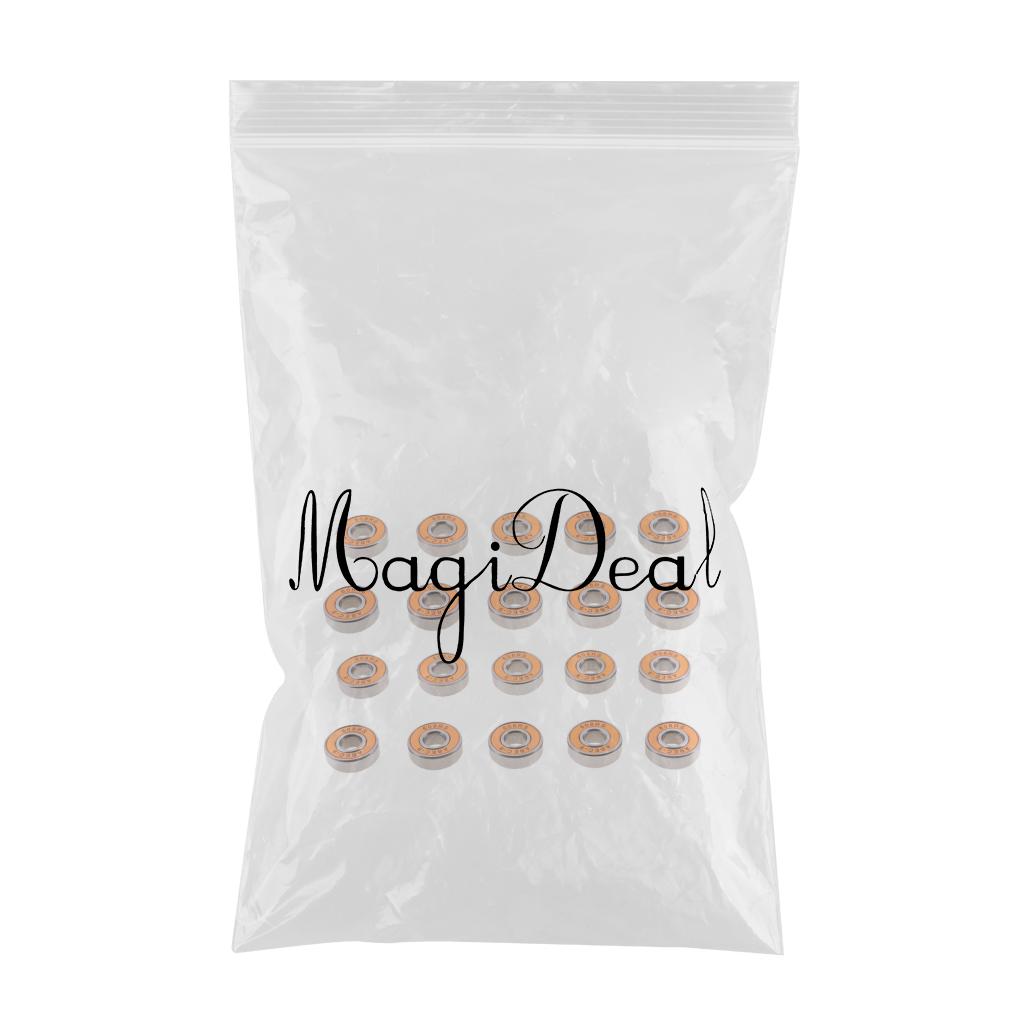 20Pcs ABEC-9 608RS Roller Skate Wheel Bearings Seal Ball Bearings Orange