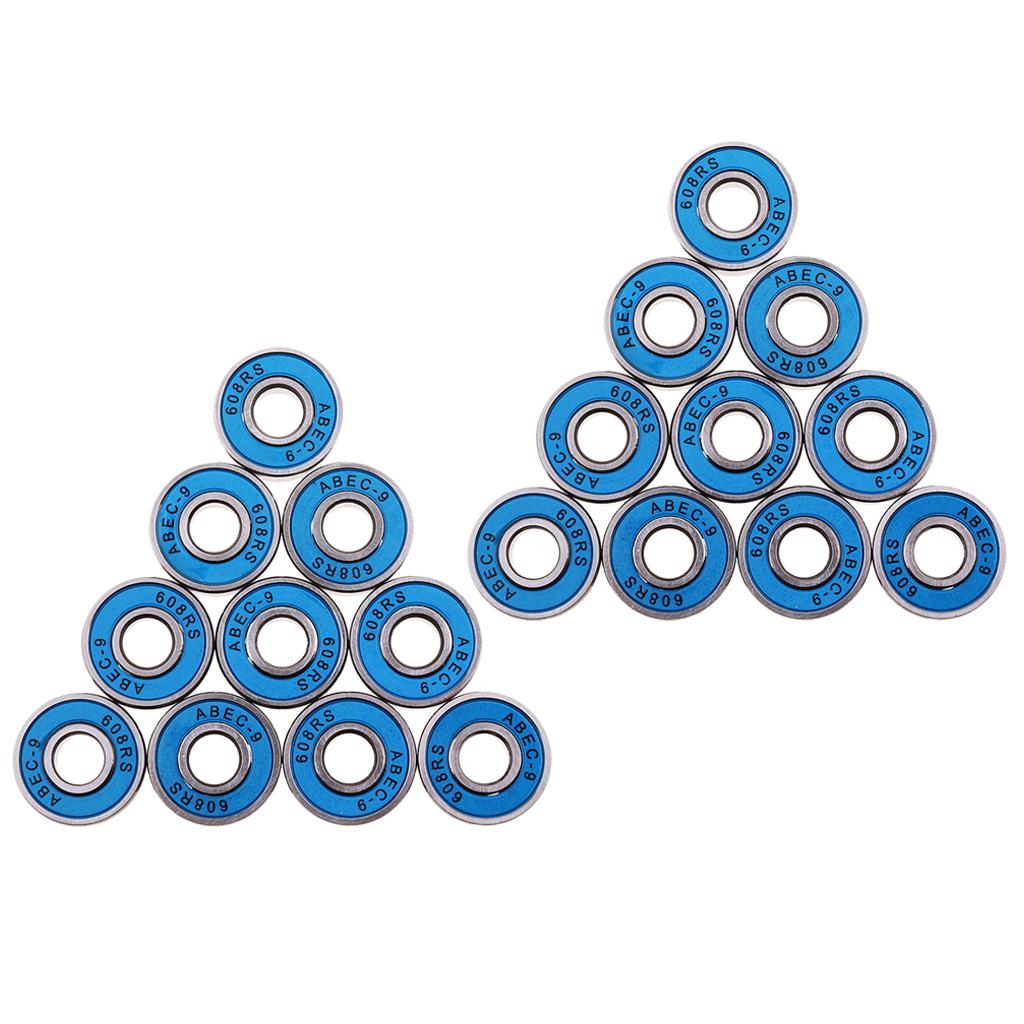 20Pcs ABEC-9 608RS Roller Skate Wheel Bearings Seal Ball Bearings Blue