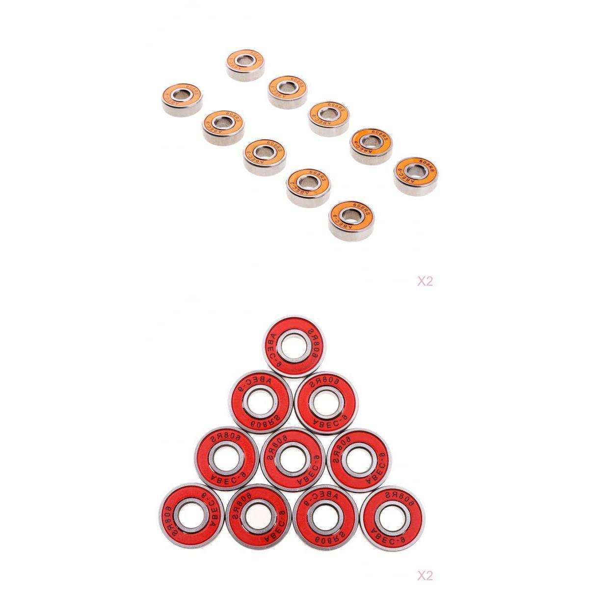 40Pcs ABEC-9 608RS Roller Skate Wheel Bearings Seal Ball Bearings Orange+Red